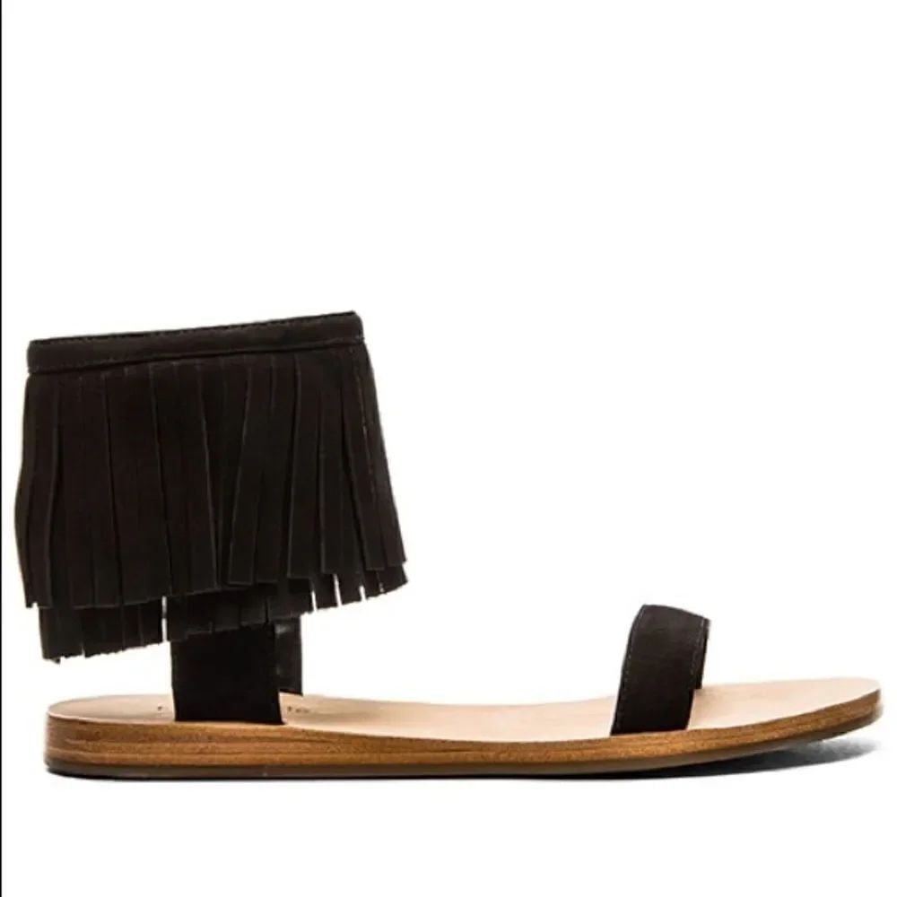 KATE SPADE ALEX SANDALS BLACK FRINGE - Picture 7 of 10
